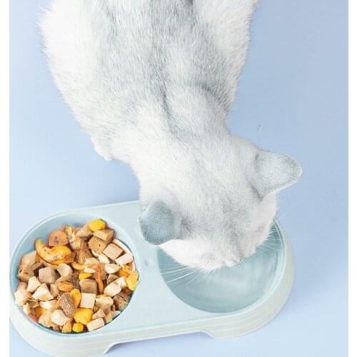 Double Pet Bowls 2 in 1 Candy Color Dog Food Water Feeder Pet Drinking Dish Feeder Cat Puppy Feeding Supplies Pet Accessories