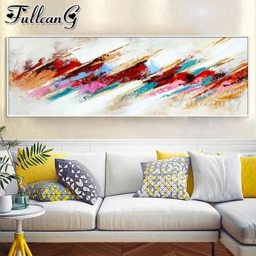 FULLCANG color lines abstract landscape diy 5d full square round drill diamond embroidery large mosaic painting decor FC3343