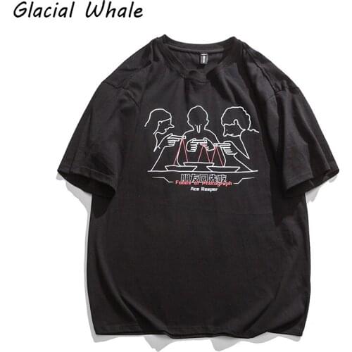 GlacialWhale Mens T-shirt Men 2021 New Summer Tops Print T-shirts Japanese Streetwear Harajuku Plain Oversized T Shirt For Men