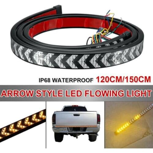 Truck Tailgate Strip Light 59in Arrow Style Triple Row LED Turn Signal Brake Reverse Double Flash Light Bar