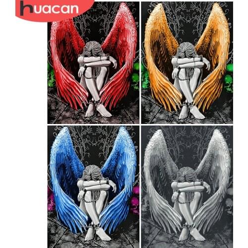 HUACAN Diamond Painting Angel Full Drill Square Rhinestone Kit Diamond Embroidery Portrait Handicraft Mosaic Handmade Gift