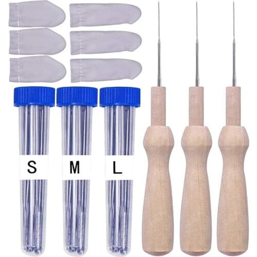 Imzay Wool Felting Needles Tool Felting Needle with Eight Needles Needle Felting Kits Needle Felting Supplies Leather Finger Cot