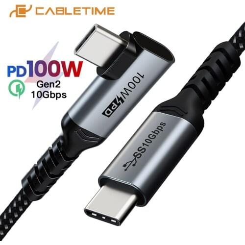 CABLETIME USB C PD100W Gen2 Cable 10Gbps USB C to Type C Quick Charging Cable for Laptop USB C devices 4K 60Hz Cable C368