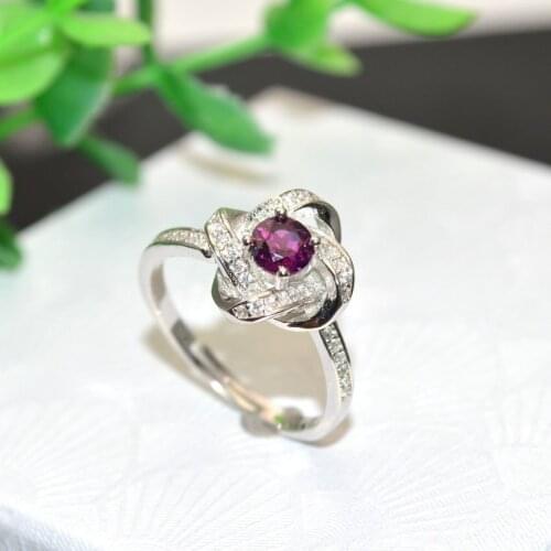 925 Sterling Silver Flower Shape Genuine Garnet Adjustable Rings Stunning Fabulous Design Best Gift To Friend 5pcs/lot