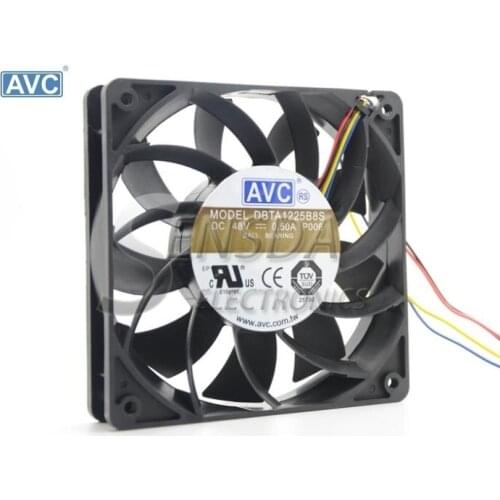 For AVC DBTA1225B8S P006 120mm 12cm DC 48V 0.5A Cooling Fan Server Square Fan 120x120x25mm switch fan 4-wire
