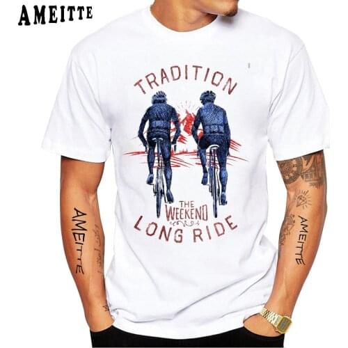 Summer Mens Short Sleeve Tradition Fixed Gear Bikes The Ride Cycling T-Shirt Funny Bicycle Design Boy Casual Tops White Tees