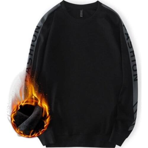 Mens velvet Sweatshirt Brand Fashion Patchwork O-Neck Long Sleeves Top Blouse Hoodie Male Black Loose casual Sweatshirts L-8XL