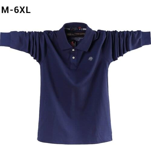 Shirt men Polo Mens Solid Long Autumn Full Sleeve Cotton Warm Shirts Casual Tops Plus Size M-6XL Turndown Collar Clothes Male