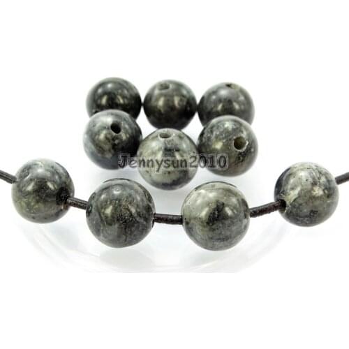 Natural 12mm Larvikite Labradorite Gems Stone (2mm) Big Hole Round Beads for Jewelry Making Crafts 100Pcs/Pack