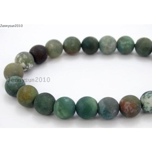 Natural Matte Indian Ag-ate 10mm Frosted Gems stones Round Ball Loose Spacer Beads 15'' 5 Strands/ Pack