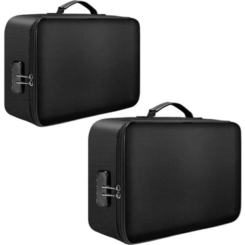 Document Organizer Bag 4-Layer Large Space Fireproof Water-Resistant Zipper File Storage Case with Lock Portable Travel Home Use