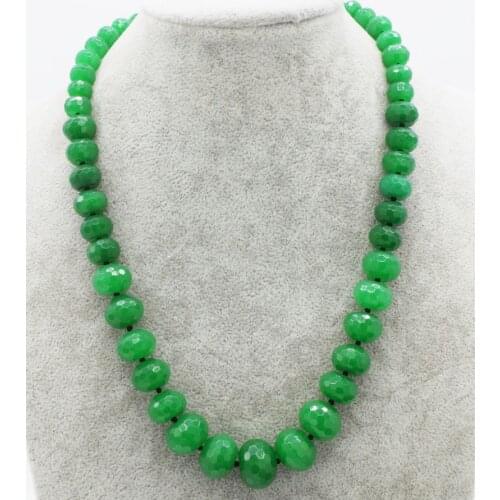 Green jasper roundel faceted 8-20mm necklace 18inch wholesale FPPj beads nature xmas gift