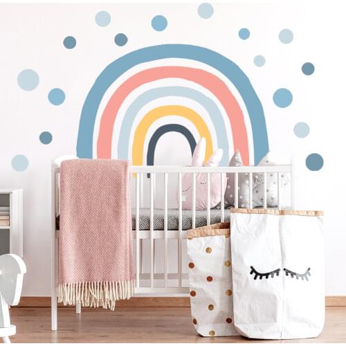 Removable Kids Rooms Wall Decor Sticker Ins Rainbow Wall Stickers for Children Room Bedroom Home Decoration Murals Wallpapers