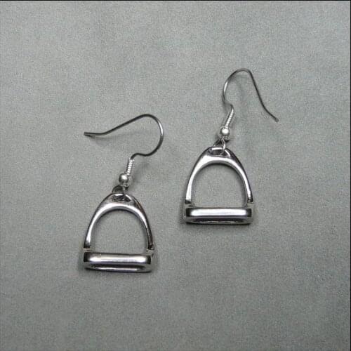 HANDMADE Stirrup Earrings Equine Jewelry Equine Earrings Antique Silver Fine Quality 3-D Horse Earrings Equisterian Gift