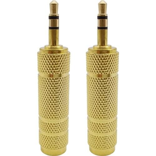 3.5mm Male Plug to 6.35mm Female Jack Stereo Audio Adaptor Gold Plate Socket Converter for Audio Earphone Headphones
