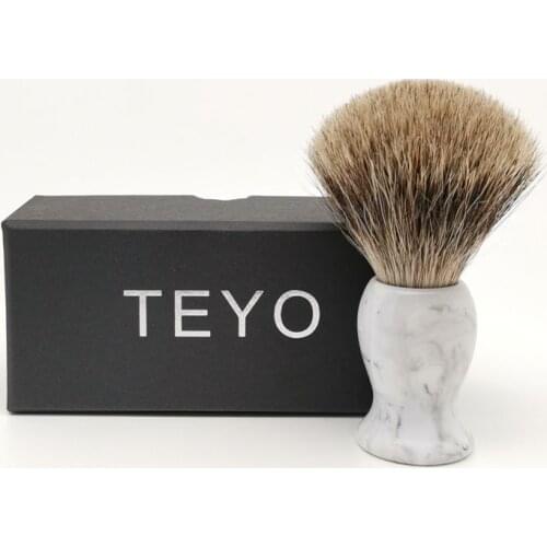 TEYO Two Band Fine Badger Hair Shaving Brush With Gift Box Perfect for Man Shave Soap Safety Double Razor Beard Brush Tools
