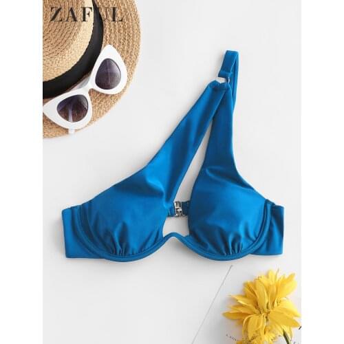 ZAFUL One Shoulder Bikini Top O-Ring Cutout Mono Brazilian Swimwear Women Padded Solid Sexy Female Beachwear Bra Swimsuit