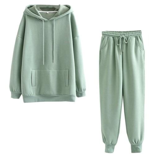 2020 Autumn Winter Women tracksuit thick fleece 1cotton suit 2 pieces sets hoodies sweatshirt and pants suits Fashion sweater