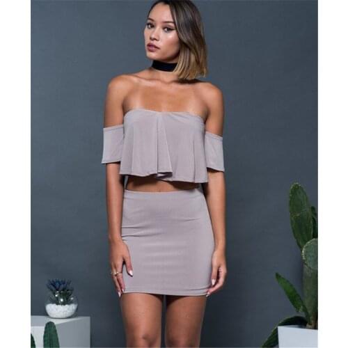 Summer Skirt Party Dress Ladies Summer Strapless Dress Office 2019 Professional Plus Size Women Clothing Two Piece Set