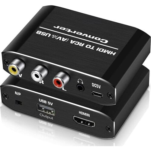 1080P HDMI-compatible To RCA Converter 3.5mm PAL/NTSC Audio Adapter For PC Laptop