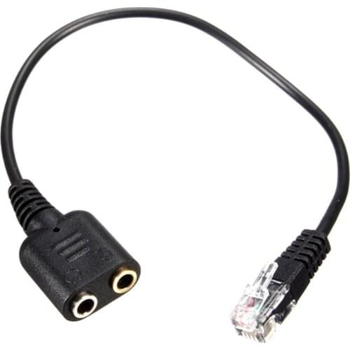 2pcs/lot 25cm Dual 3.5mm Audio Jack Female to Male RJ9 Plug Adapter Convertor Cable PC Computer Headset Telephone Using
