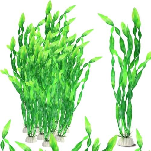 20PCS Artificial Decorative Plastic Aquarium Fish Tank Decoration Plastic Plants (20Pcs Green)