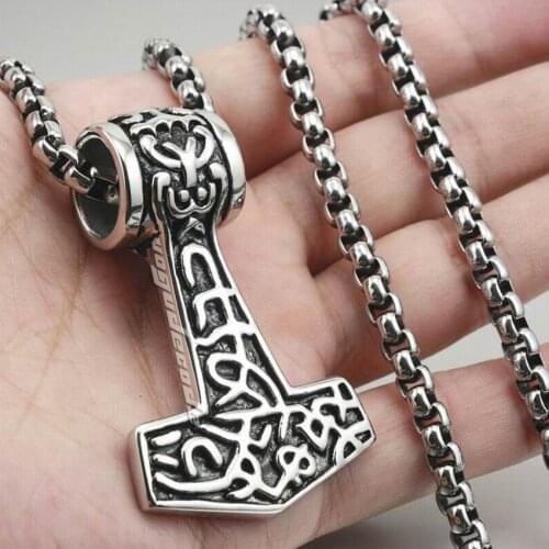 316L Stainless Steel Huge Thors Hammer Pendant Mens Biker Rock Punk Style 4D022 Steel Necklace 26 inches