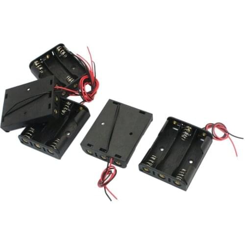 5 pieces spring loaded plastic 3 x 1.5V AA battery holder box black