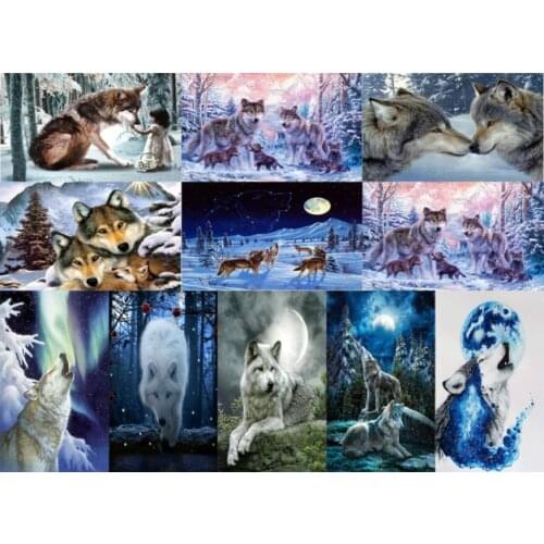 5D diamante pintura punto de cruz Lobo diamante bordado Animal patrón diamante mosaico Kit DIY artista decoración del hogar