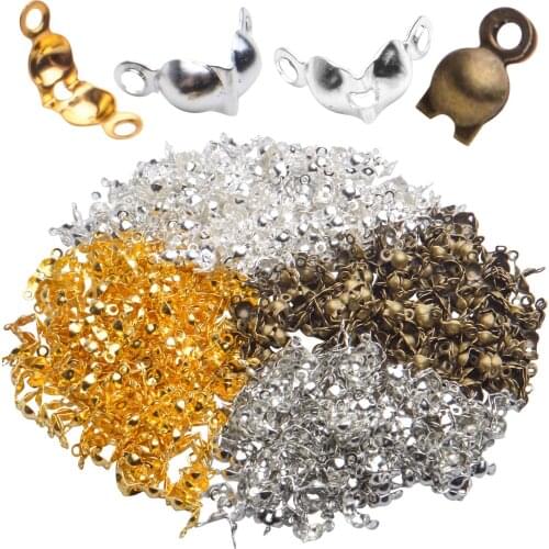 800Pcs Two Hole Bead Tips Open Clamshell Knot End Caps Fold-Over Bead Tips for DIY Bracelet Necklaces Jewelry Craft Making