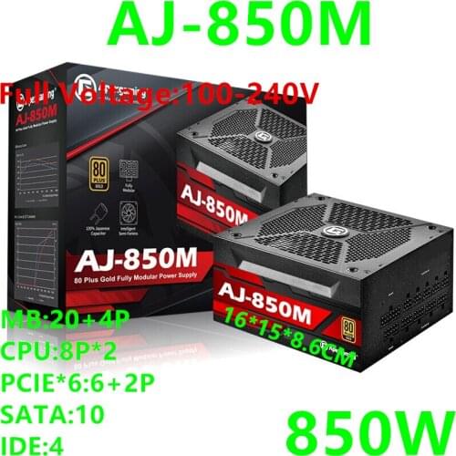 New PSU For ApexGaming Brand ATX Full Modular 80plus Gold Chicken Eating Game Power Supply 850W Power Supply AJ-850M