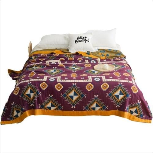 Bohemia Cotton Gauze Towel Muslin Blanket Soft Throw Plaid For Adults On The/Bed/Sofa/Plane/Travel Bedspread