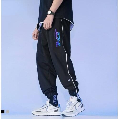 Japanese Mens Pants Autumn New Fashion Buttoned Sports Casual Pants Mens Colorful Printing Street Trend Mens Leggings