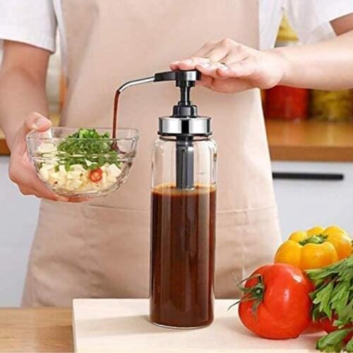 Sauce Squeeze Bottles for Kitchen&BBQ,2 Pack Olive Oil Dispenser Glass Bottles,for Ketchup/Salad/Dressing/Honey,500Ml