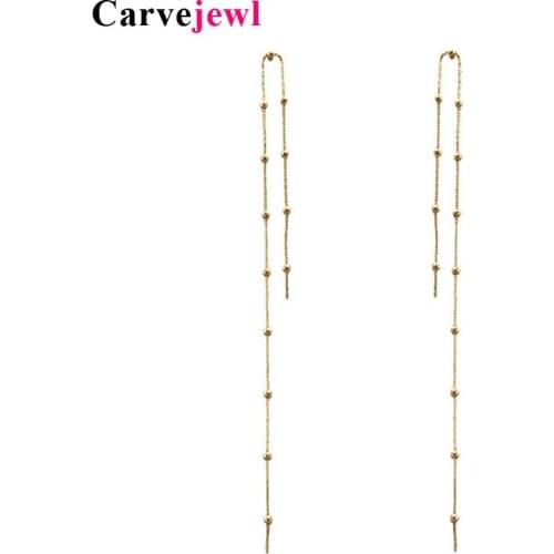 Carvejewl Korean New fashion Gold Plating Dangle Hanging brass chain Long Drop Earrings For Women Tassel Jewelry brincos bijoux