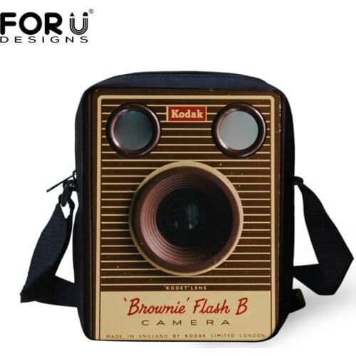 FORUDESIGNS Vintage Camera Print Women Cross-body Bags Luxury Designer Lady Girls Mini Messenger Bag Handbags for Female Gifts