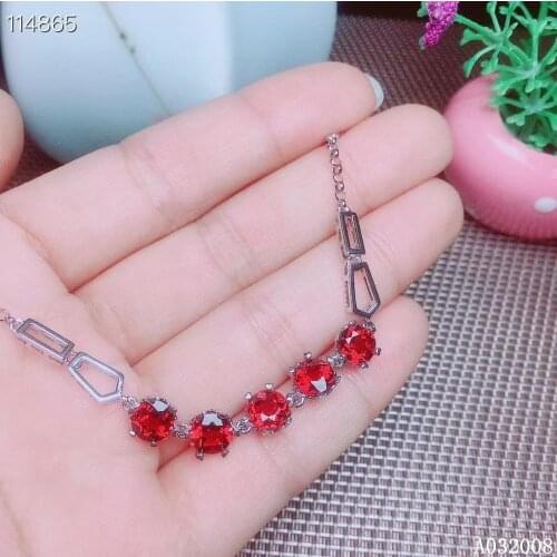 KJJEAXCMY boutique jewelry 925 sterling silver inlaid natural garnet bracelet popular female hand bracelet support testing