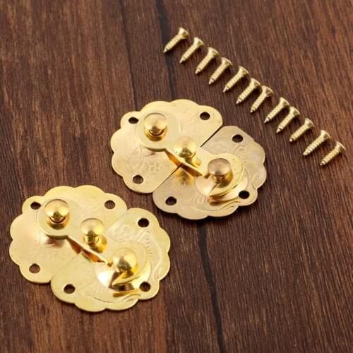 2Pcs Antique Style Wooden Case Box Lock Clasp Closure Latch 35*45mm Hasps Clasp Buckles for Jewelry Wood Box Suitcase with Nails