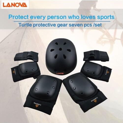 LANOVA 7pcs/Set protective patins Set Knee Pads Elbow Pads Wrist Protector Protection for Scooter Cycling Roller Skating helmet