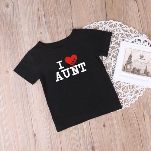 Summer Baby Clothes I Love My Aunt Children T-shirt Short Sleeve O-neck T shirt Baby Girls Boy Cotton Tshirt Kids Clothing 1-10Y