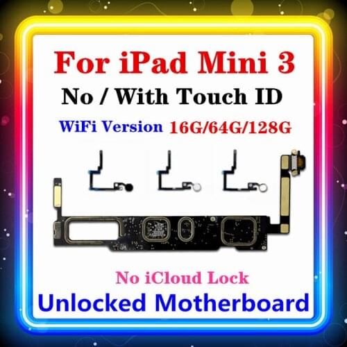 Motherboard For IPad Mini 3 Mainboard No / With Touch ID 16G 64G 128G WIFI/WLAN Version A1599 With