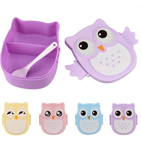 Cute Cartoon Owl Lunch Box Food Container Storage Box Portable Kids Student Lunch Bento Box Container With Compartments Case