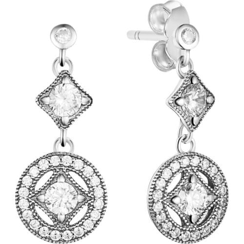 Fashion 925 Sterling Silver Vintage Allure Hanging Earrings For Women Earring Wedding Jewelry Pendientes Brincos