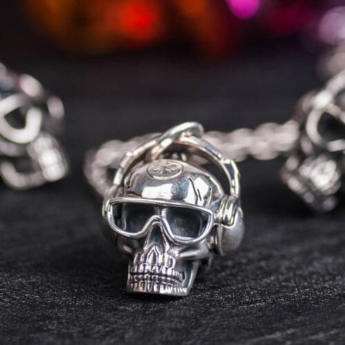 Skull headphones 925 sterling silver pendant Hip-hop necklace for Men High quality Jewllry mygrillz
