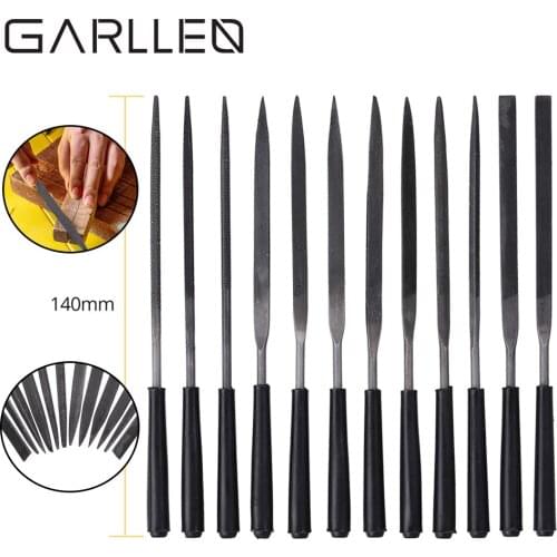 GARLLEN 12PCS Needle File Set Premium Grade For Diamond Wood Craft Metal Hand Repair Files Tool 140mm High Quality Needle Files