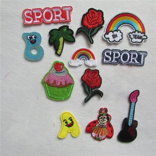 Cheap sell fashion style cartoon hot melt adhesive applique embroidery patches stripes DIY accessories patches stripes
