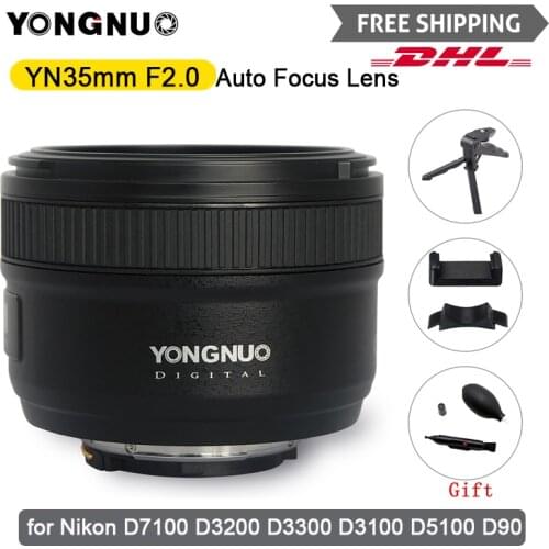 YONGNUO YN35mm F2.0 Auto Focus Lens Wide-Angle Large Aperture lenses for Nikon F Mount D3200 D3400 D3100 DLSR Camera