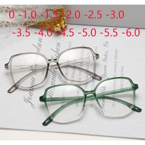 -1 -1.5 -2 -2.5 -3 -3.5 -4 -4.5 -5 -5.5 -6 Finished Myopia Glasses Women Men Irregular Square Frame Short Sight Eyewear