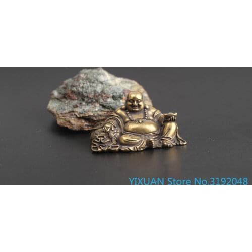 Buda de bronce, Buda Maitreya, Buda sonriente, tesoro de recolección, mango antiguo, colgante