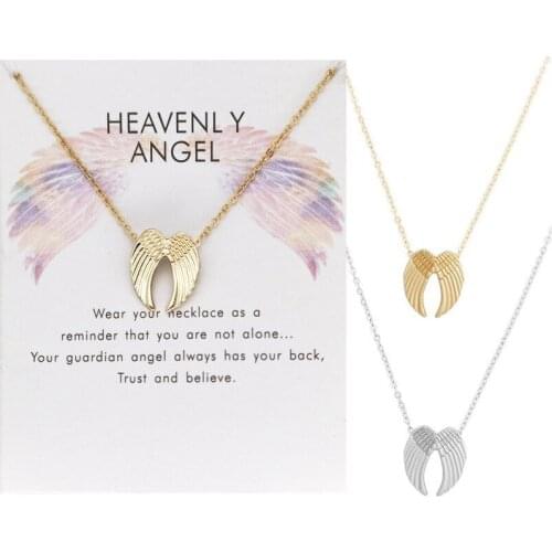 Guardian Angel Silver Color Gold Color Necklace Wings In Memory Jewellery Pendant